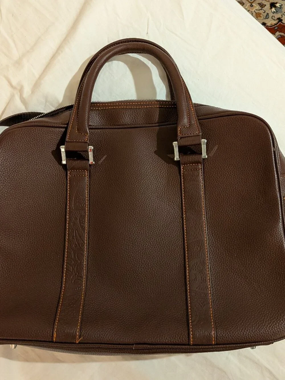 Robert Graham Brown Leather Laptop Bag with Shoulder Strap